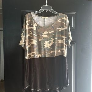 Camo color blocked tunic
